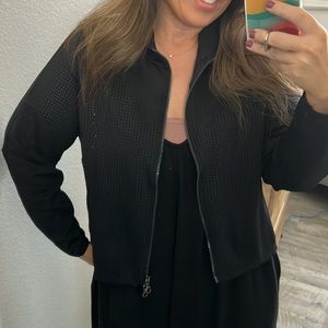 JOY LAB Black Perforated Lightweight Zip Jacket